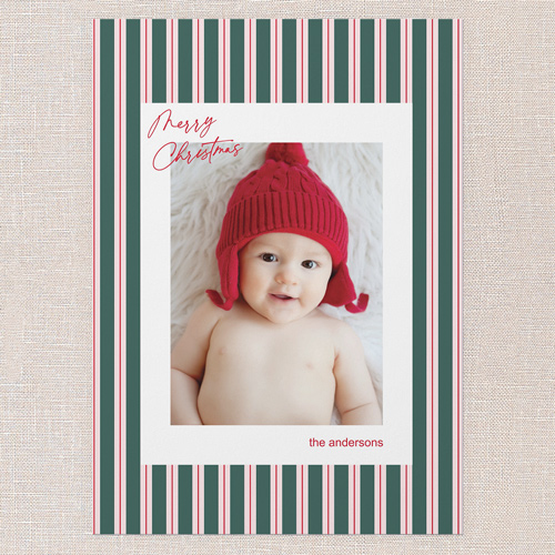 Pinstripe Pattern Holiday Card, Red, 5x7 Flat, Christmas, Matte, Signature Smooth Cardstock, Square, Red