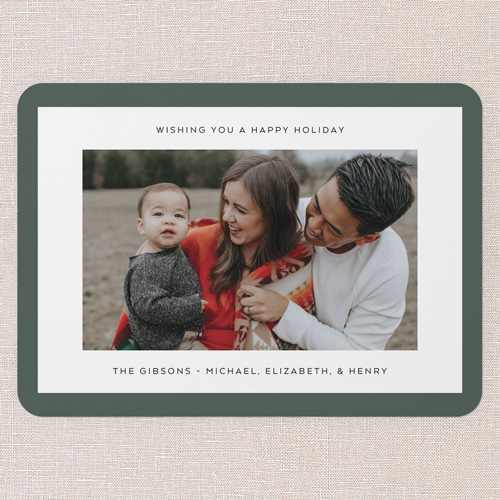 Refined Framing Holiday Card, Green, 5x7 Flat, Holiday, Standard Smooth Cardstock, Rounded, Tree