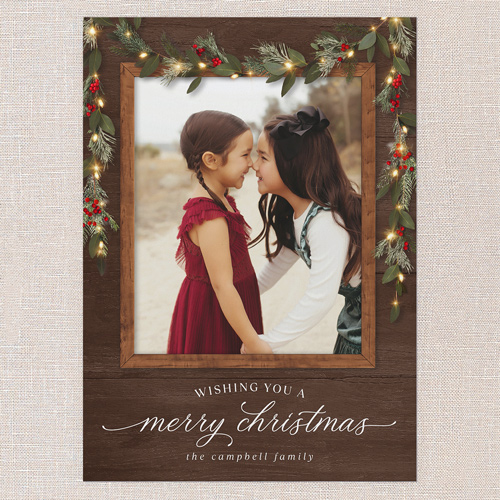 Gorgeous Frosty Garland Holiday Card, none, Brown, 5x7 Flat, Christmas, Standard Smooth Cardstock, Square, Deep Chocolate