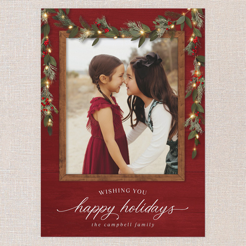 Gorgeous Frosty Garland Holiday Card, Red, none, 5x7 Flat, Holiday, Matte, Signature Smooth Cardstock, Square, Radish