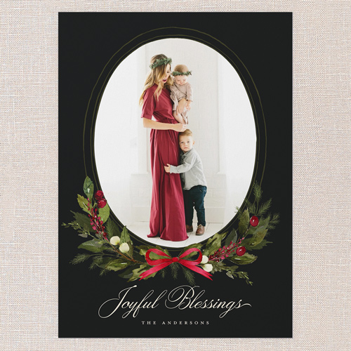 Extensive Wreath Holiday Card, Black, none, 5x7 Flat, Religious, Matte, Signature Smooth Cardstock, Square, Rich Black