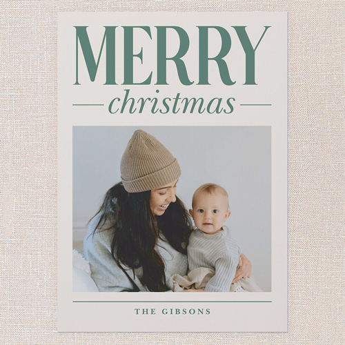 Large Impression Holiday Card, Green, 5x7 Flat, Christmas, Pearl Shimmer Cardstock, Square, Citra