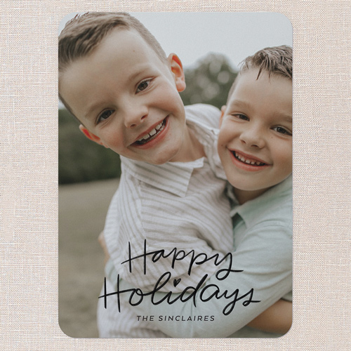 Joyous Lettering Holiday Card, Black, 5x7 Flat, Holiday, 100% Recycled Cardstock , Rounded, Black