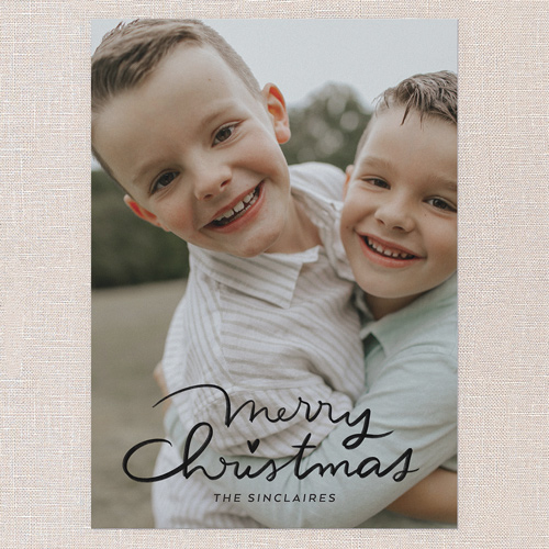 Joyous Lettering Holiday Card, Black, 5x7 Flat, Christmas, Pearl Shimmer Cardstock, Square, Black