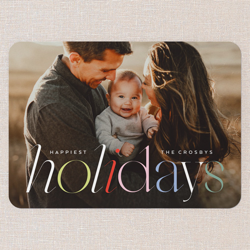 Chroma Serif Holiday Card, Green, 5x7 Flat, Holiday, 100% Recycled Cardstock , Rounded, Spruce