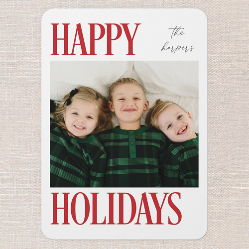 Serene Signature Holiday Card, Red, none, 5x7 Flat, Holiday, Matte, Signature Smooth Cardstock, Rounded, Apple