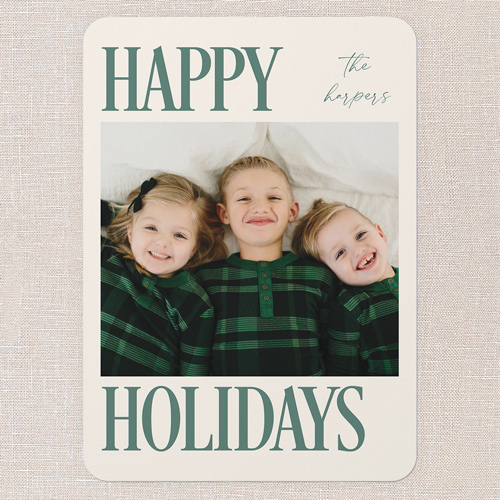 Serene Signature Holiday Card, Green, none, 5x7 Flat, Holiday, Matte, Signature Smooth Cardstock, Rounded, Tree
