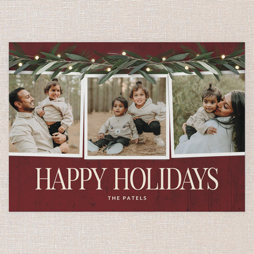 Beaming Laurel Holiday Card, Red, none, 5x7 Flat, Holiday, Matte, Signature Smooth Cardstock, Square, Red