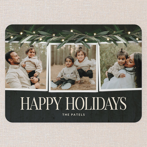Beaming Laurel Holiday Card, Black, none, 5x7 Flat, Holiday, Matte, Signature Smooth Cardstock, Rounded, Black