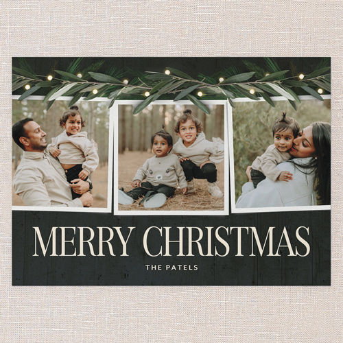 Beaming Laurel Holiday Card, Black, none, 5x7 Flat, Christmas, 100% Recycled Cardstock , Square, Black
