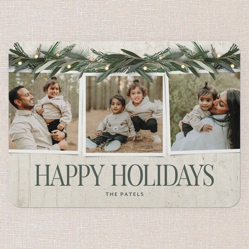 Beaming Laurel Holiday Card, White, none, 5x7 Flat, Holiday, Standard Smooth Cardstock, Rounded, White