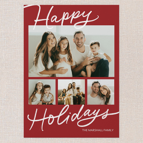 Handwritten Highlights Holiday Card, Red, none, 5x7 Flat, Holiday, 100% Recycled Cardstock , Square, Red