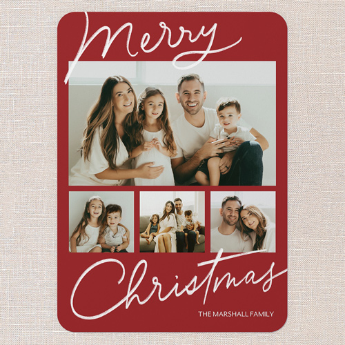 Handwritten Highlights Holiday Card, Red, none, 5x7 Flat, Christmas, Standard Smooth Cardstock, Rounded, Red
