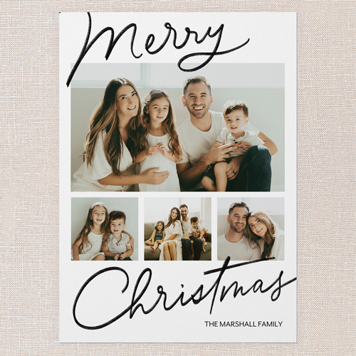 Handwritten Highlights Holiday Card, none, White, 5x7 Flat, Christmas, Pearl Shimmer Cardstock, Square, White