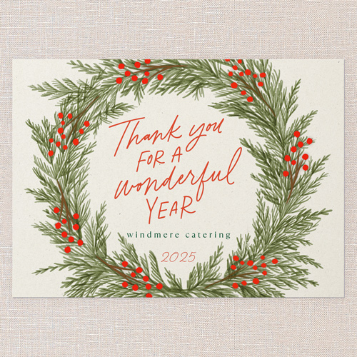 Perfect Wreath Holiday Card, Beige, 5x7 Flat, Holiday, Standard Smooth Cardstock, Square, Cream