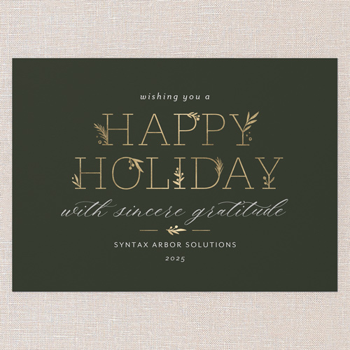 Embracing Elegant Holiday Card, Green, 5x7 Flat, Holiday, Pearl Shimmer Cardstock, Square, Forest