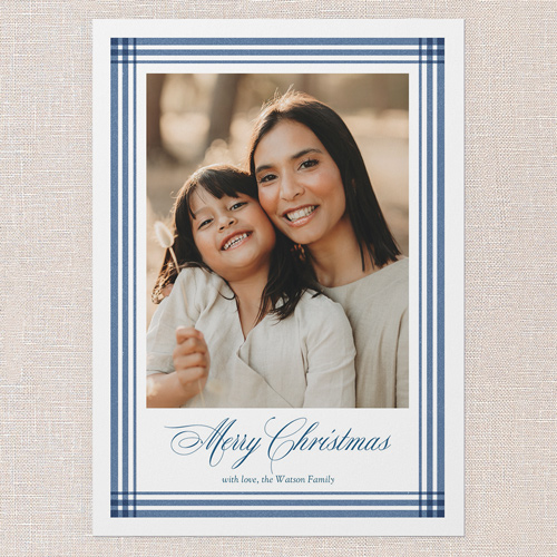 Classy Outline Holiday Card, Blue, 5x7 Flat, Christmas, 100% Recycled Cardstock , Square, Wave