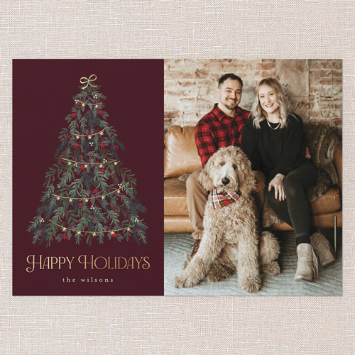 Beautiful Tree Holiday Card, Red, 5x7 Flat, Holiday, Matte, Signature Smooth Cardstock, Square, Rich Burgundy