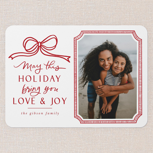 Bowtie Love Holiday Card, White, 5x7 Flat, Holiday, 100% Recycled Cardstock , Rounded, White