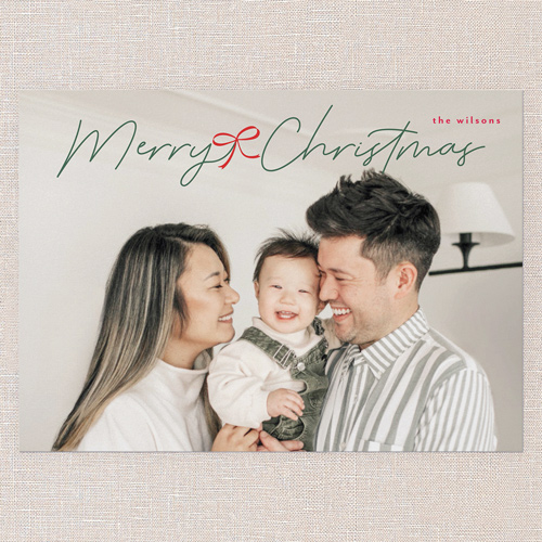 Bow Touch Holiday Card, Green, 5x7 Flat, Christmas, Standard Smooth Cardstock, Square, Tree