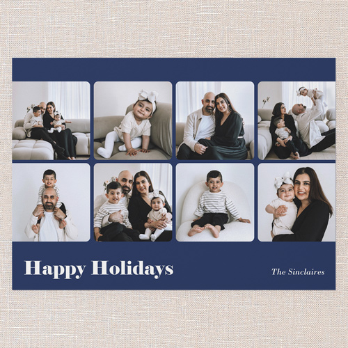 Minimalist Grid Holiday Card, Blue, 5x7 Flat, Holiday, Pearl Shimmer Cardstock, Square, Neptune
