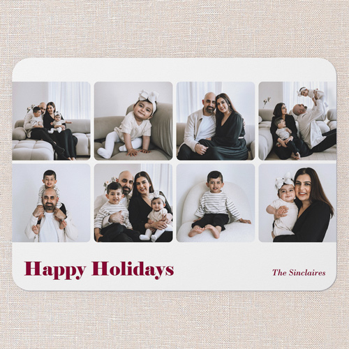 Minimalist Grid Holiday Card, White, 5x7 Flat, Holiday, Matte, Signature Smooth Cardstock, Rounded, White