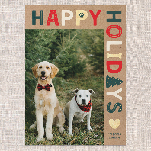 Pet Icon Holiday Card, Brown, 5x7 Flat, Holiday, Pearl Shimmer Cardstock, Square, Morning Latte