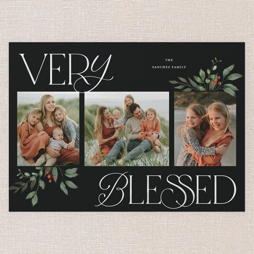 Hint Of Green Holiday Card, none, Black, 5x7 Flat, Religious, Matte, Signature Smooth Cardstock, Square, Rich Black