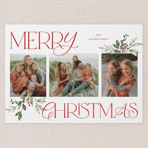 Hint Of Green Holiday Card, none, White, 5x7 Flat, Christmas, 100% Recycled Cardstock , Square, White