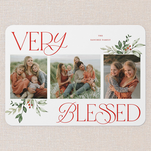 Hint Of Green Holiday Card, White, none, 5x7 Flat, Religious, Pearl Shimmer Cardstock, Rounded, White