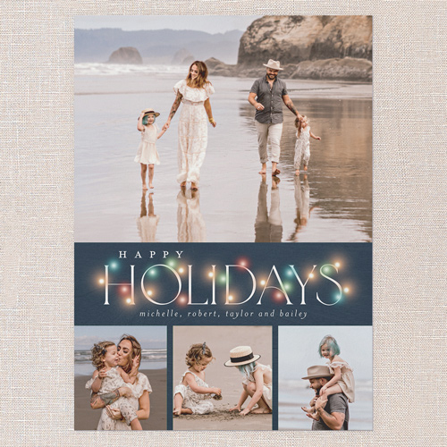 Rustic Bulbs Holiday Card, Blue, 5x7 Flat, Holiday, Pearl Shimmer Cardstock, Square, Neptune