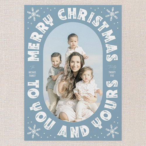 Frost Frame Holiday Card, Blue, 5x7 Flat, Christmas, Pearl Shimmer Cardstock, Square, Blue Pearl