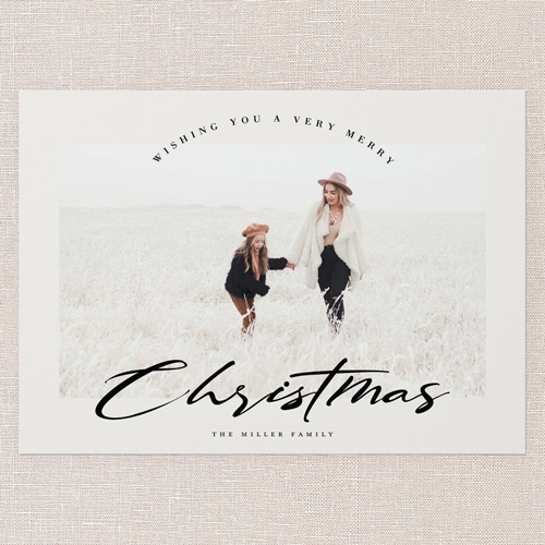 Smooth Signature Holiday Card, White, 5x7 Flat, Christmas, Luxe Double-Thick Cardstock, Square, Almond