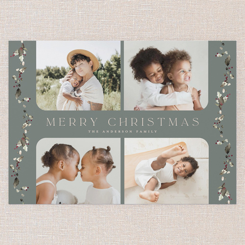 Draped Holly Holiday Card, none, Green, 5x7 Flat, Christmas, Standard Smooth Cardstock, Square, Sage Whisper