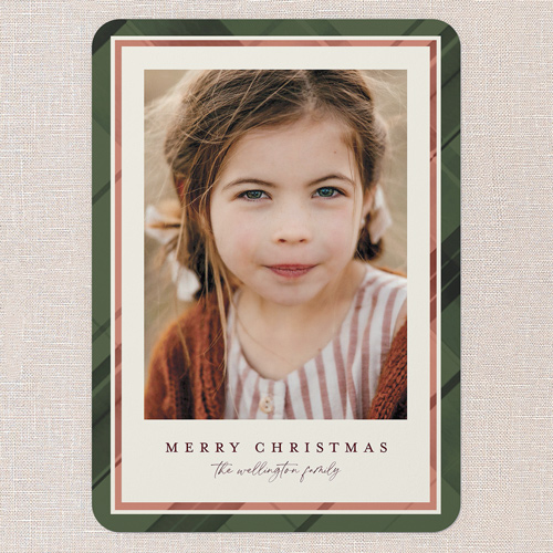 Plaid Palette Holiday Card, Green, 5x7 Flat, Christmas, 100% Recycled Cardstock , Rounded, Pine Grove