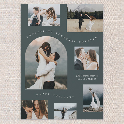 Wavy Wanderlust Holiday Card, Grey, 5x7 Flat, Holiday, Pearl Shimmer Cardstock, Square, Burnt Ash