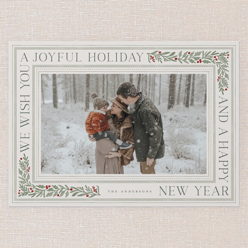 Framed Tidings Holiday Card, Grey, 5x7 Flat, Holiday, Pearl Shimmer Cardstock, Square, Whisper Gray