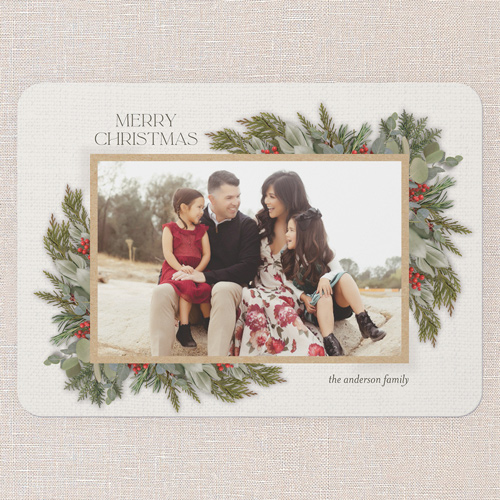 Hollied Corners Holiday Card, Beige, 5x7 Flat, Christmas, Matte, Signature Smooth Cardstock, Rounded, Beige