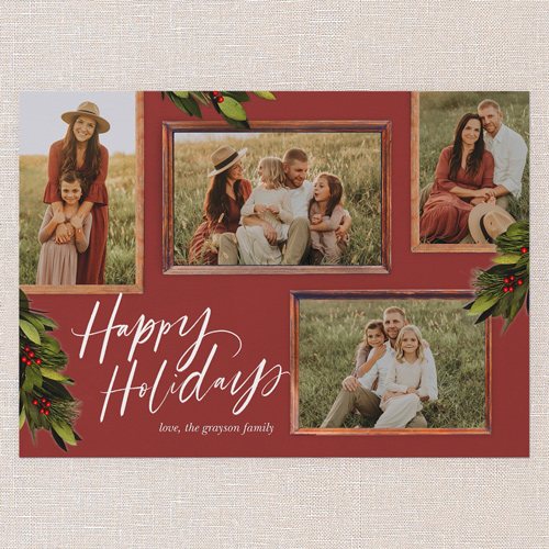 Rustic Berry Frames Holiday Card, Red, 5x7 Flat, Holiday, 100% Recycled Cardstock , Square, New Year