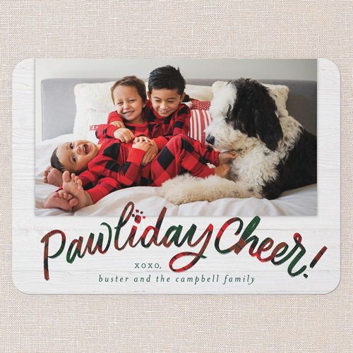 Cheerful Tails Holiday Card, Red, 5x7 Flat, Holiday, Pearl Shimmer Cardstock, Rounded, Radish
