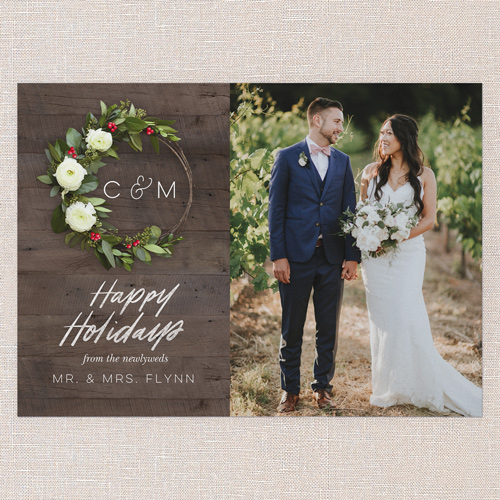 Wreath Union Holiday Card, Brown, 5x7 Flat, Holiday, Matte, Signature Smooth Cardstock, Square, Milk Chocolate