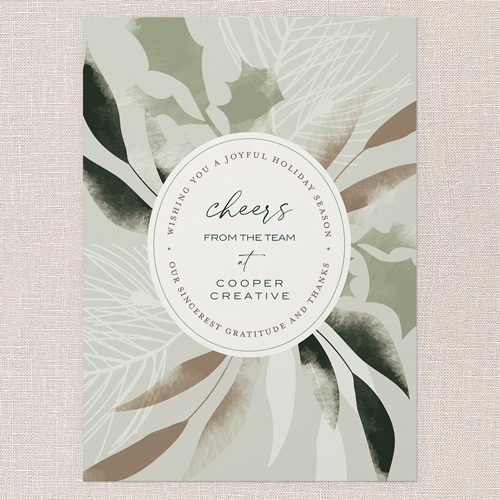 Gratitude Wreath Holiday Card, Green, 5x7 Flat, Holiday, Luxe Double-Thick Cardstock, Square, Sea Breeze