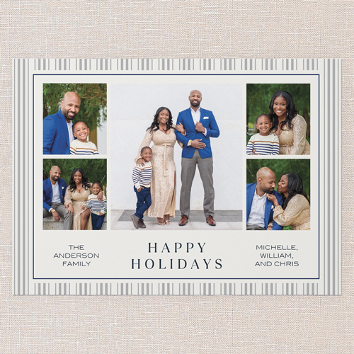 Striped Tradition Holiday Card, Blue, 5x7 Flat, Holiday, Matte, Signature Smooth Cardstock, Square, Stormy Blue