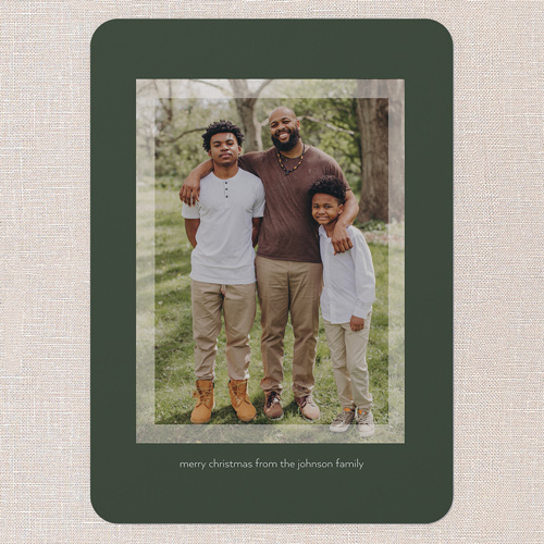 Calm Border Holiday Card, Green, 5x7 Flat, Christmas, Pearl Shimmer Cardstock, Rounded, Pine