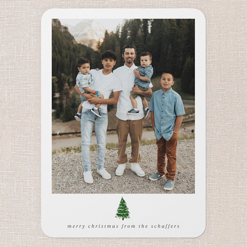 Clean Tree Holiday Card, White, 5x7 Flat, Christmas, Matte, Signature Smooth Cardstock, Rounded, White