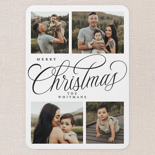 Modern Year Holiday Card, White, 5x7 Flat, Christmas, Standard Smooth Cardstock, Rounded, White