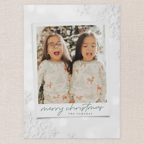 Snowflake Whisper Holiday Card, White, 5x7 Flat, Christmas, Pearl Shimmer Cardstock, Square, White