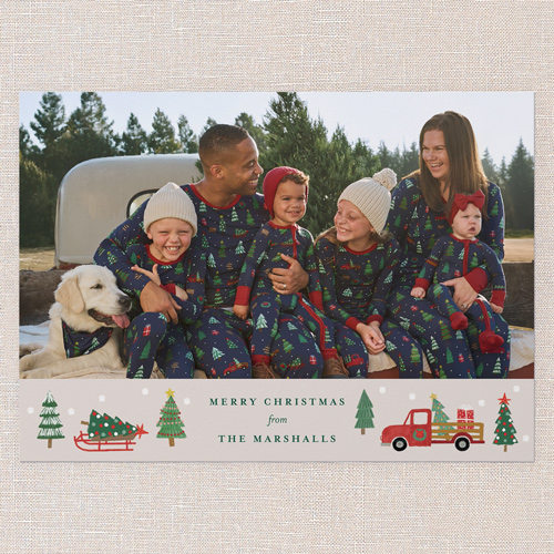 Little Sleepies Tree Traffic Holiday Card, Grey, 5x7 Flat, Christmas, Standard Smooth Cardstock, Square, Whisper Gray