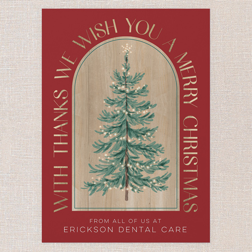 Arched Gratitude Holiday Card, Red, 5x7 Flat, Christmas, Pearl Shimmer Cardstock, Square, Cinnamon