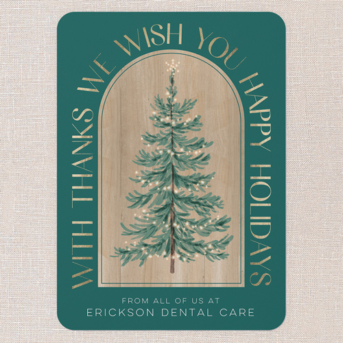 Arched Gratitude Holiday Card, Green, 5x7 Flat, Holiday, Standard Smooth Cardstock, Rounded, Tropical